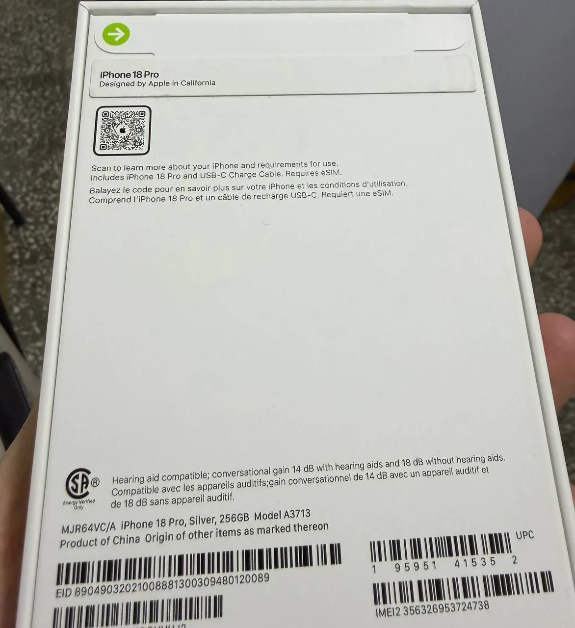 iPhone 18 Pro 256gb silver