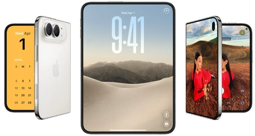 iPhone Duo Star White — сложенный, раскрытый и полураскрытый